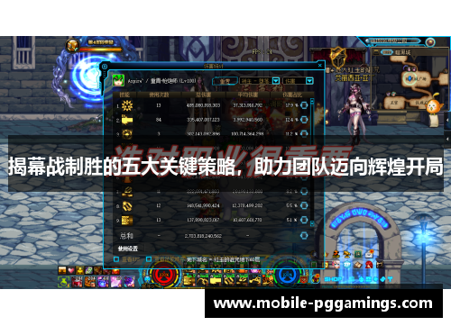 揭幕战制胜的五大关键策略，助力团队迈向辉煌开局